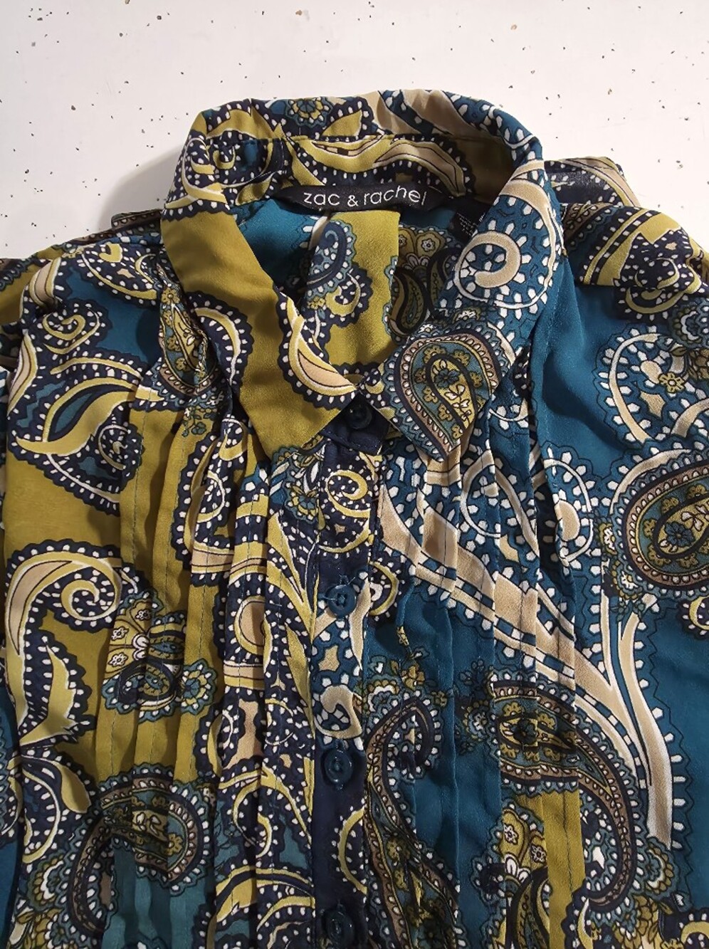 Zac & Rachel Teal and Olive Paisley Maxi Skirt